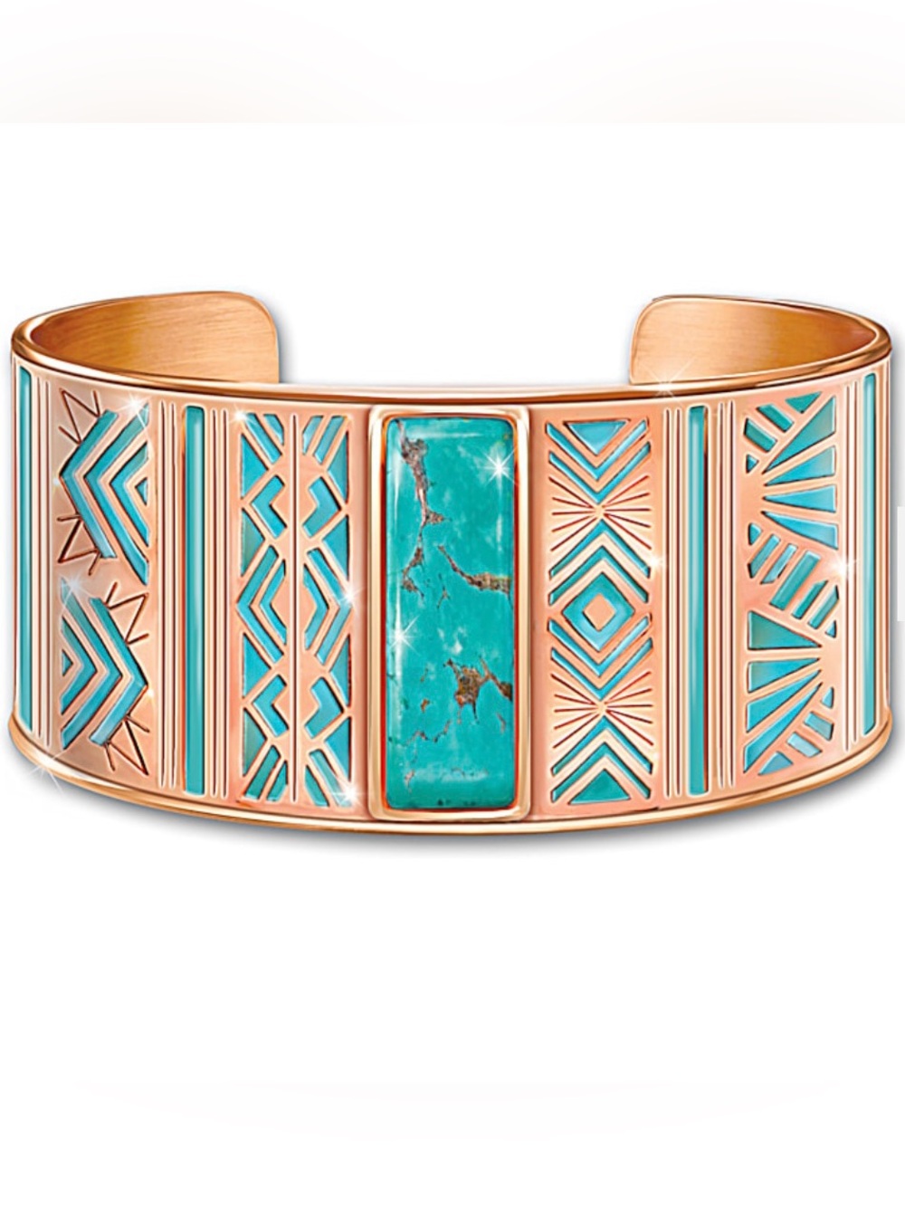 Nature's Healing Embrace Copper Cuff Bracelet With Turquoise